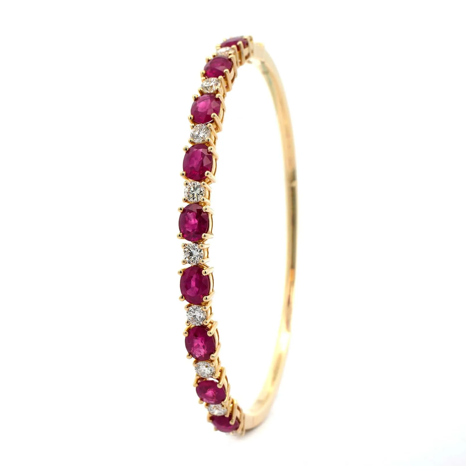 14K Yellow Gold Oval Ruby and Diamond Bracelet