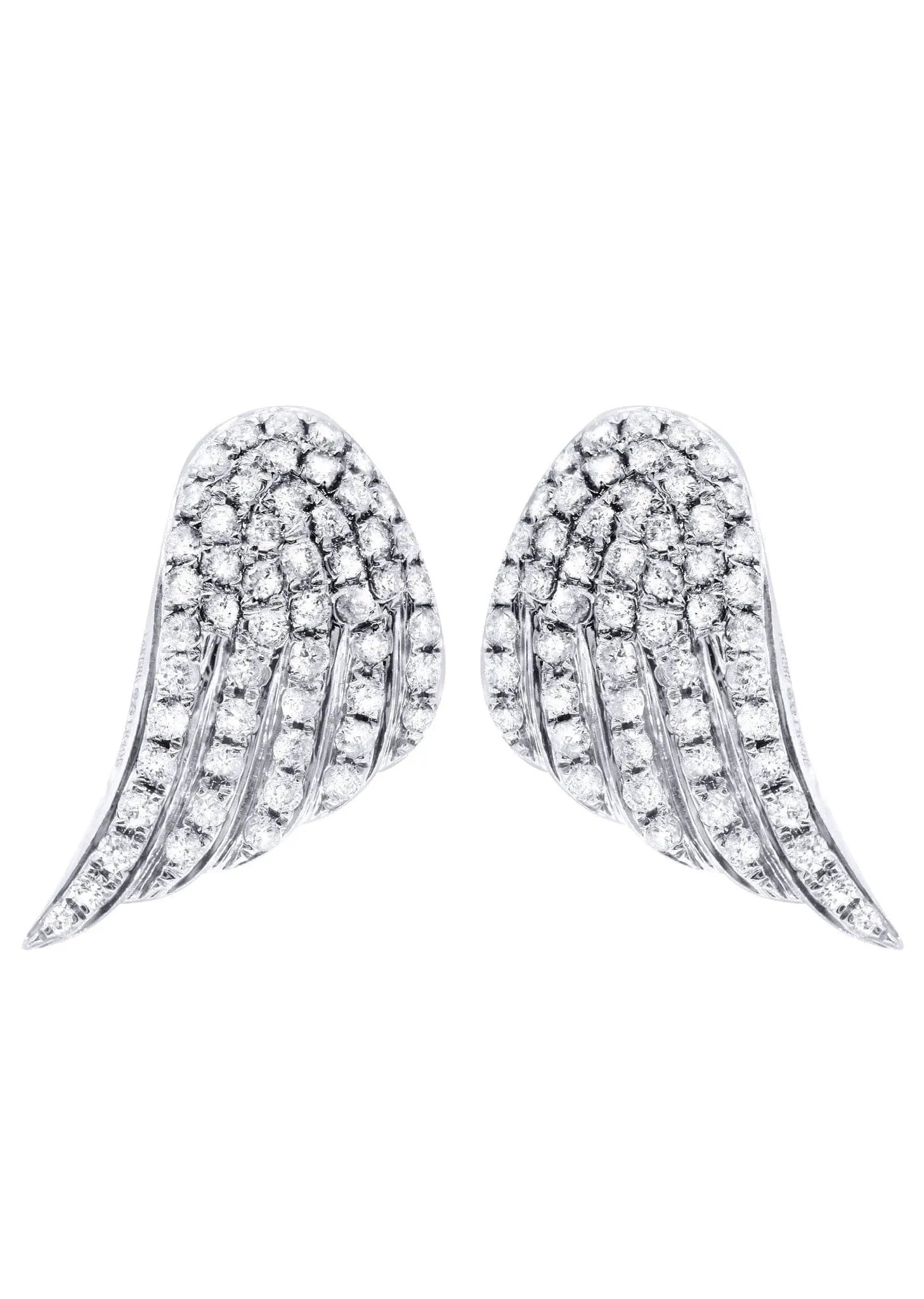 Angel Diamond Earrings For Men |  14K White Gold  | 0.89 Carats