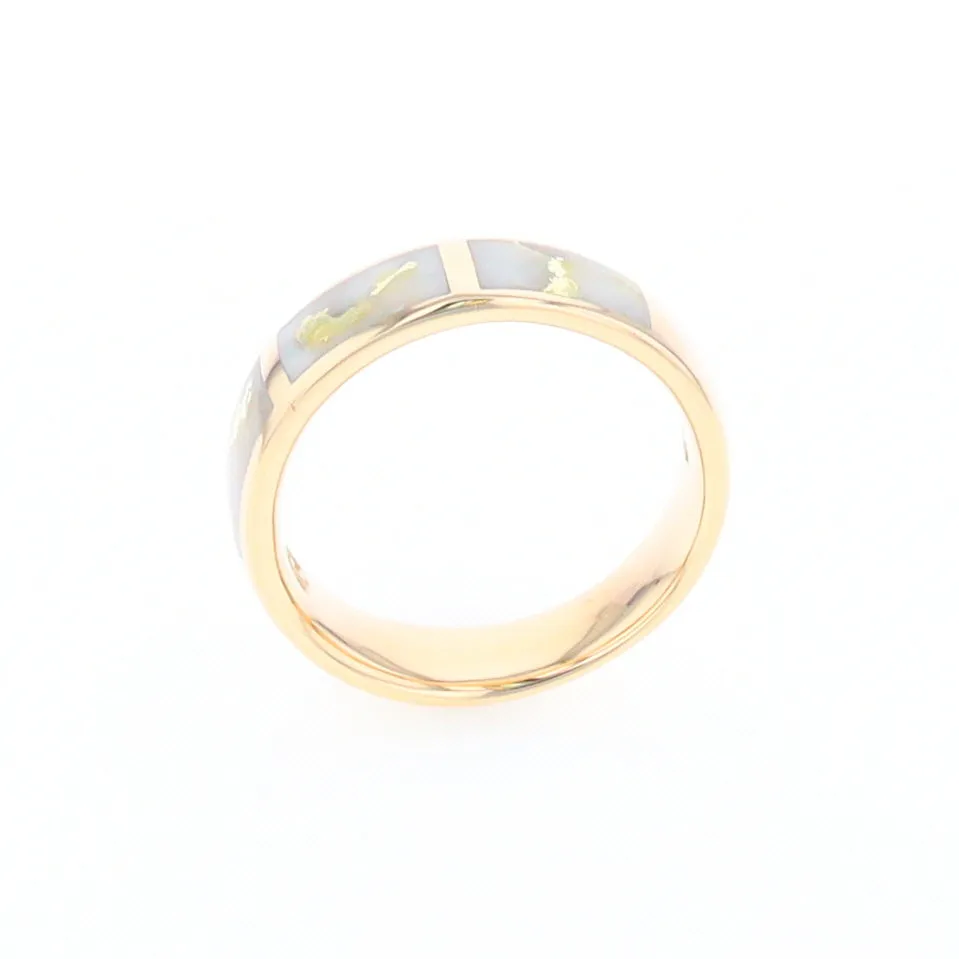 G1 Gold Quartz Ring, Three Section Rectangle Inlaid Band